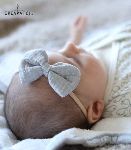Baby to girl headband | mousseline organic cotton I Cool gray